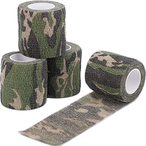 DROK 10 Roll Camo Grip Tape, 1.97in x 14.76ft Adhesive Stretch Cohesive Camo Tape for Outdoor Athletic Sports Bicycle Hockey Skateboard Scooter Bat, 4.92Yard Waterproof Protective Bandage Cover
