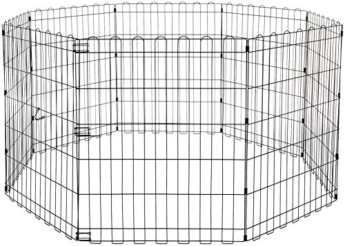 Amazon Basics Foldable Metal Exercise Pet Play Pen for Dogs, No Door, 60 x 60 x 30 Inches, Black