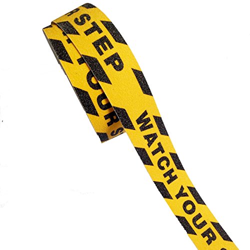 Black Yellow Anti Slip Tape Printed”Watch Your Step” 1.97 Inch x 16.4 Foot Anti-Slip Tape, Floor Tape,Stairs Tape,Safety Tape Roll (Black Yellow)
