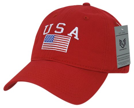 Rapiddominance Relaxed Graphic Cap, USA Flag, Red