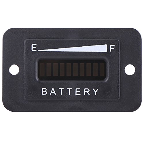 Battery Fuel Gauge Indicator, Qiilu LED Battery Indicator Meter Gauge for Golf Cart Club Car Fork Lifts Floor Care Equipment(12/24V)
