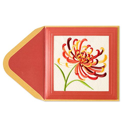 Papyrus Thanksgiving Greeting Card Embroidered Chrysanthemum
