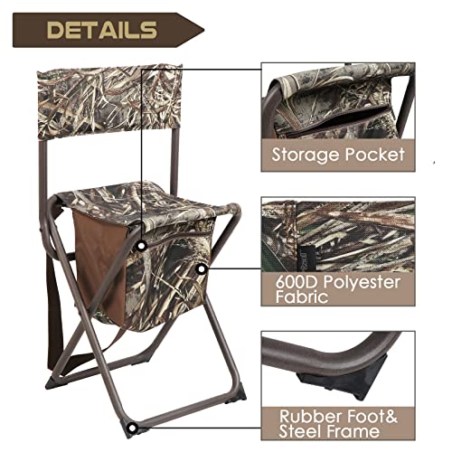 PORTAL Fishing Chair Folding Seat Stool, Lightweight Backrest Stool Hunting Fishing Chair with Storage Pocket for Camping, Hiking, Beach, Picnic, Support Up to 225 lbs | The Storepaperoomates Retail Market - Fast Affordable Shopping
