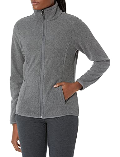 Amazon Essentials Women’s Classic-Fit Long-Sleeve Full-Zip Polar Soft Fleece Jacket (Available in Plus Size), Charcoal Heather, Large