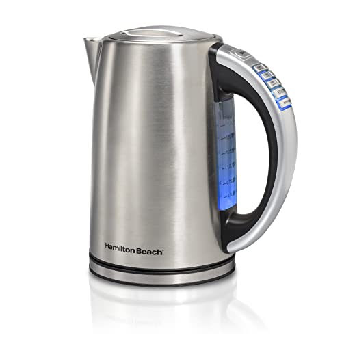 Hamilton Beach 41020C Temperature Control Electric Tea Kettle, Water Boiler & Heater, 1.7 Liter, Fast 1500 Watts, BPA Free, Cordless, Auto-Shutoff and Boil-Dry Protection, Stainless Steel