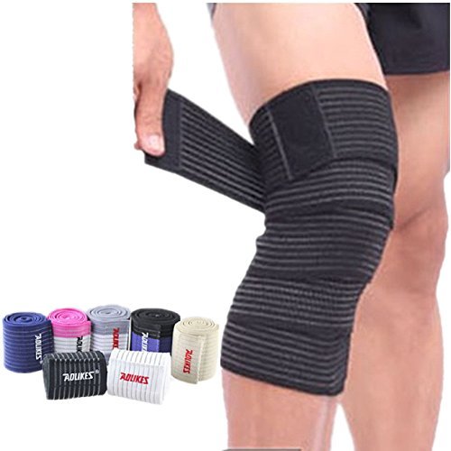 Mcolics (1 Pair Elastic Breathable Knee Compression Bandage Wrap Support, Knee Brace Compression Sleeve for Men & Women Bodybuilding, Weightlifting, Crossfit and Fitness (Black)