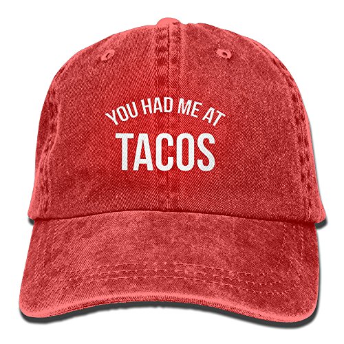 You Had Me at Tacos Baseball Hat Men and Women Summer Sun Hat Travel Sunscreen Cap Fishing Outdoors Red