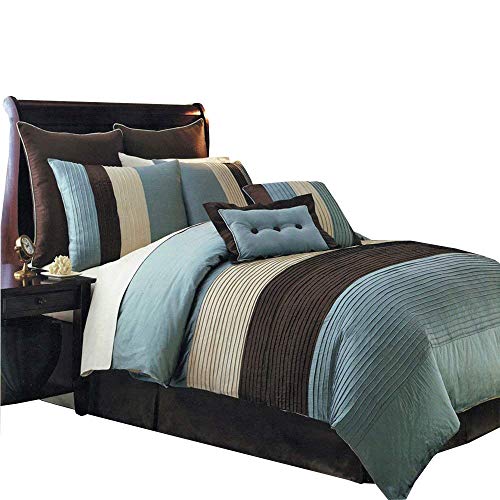 sheetsnthings Aqua Blue Hudson Luxury 8-Piece, King Size Comforter Set
