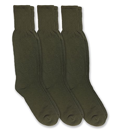 Jefferies Socks Military Combat Uniform Rib Crew Boot Socks 3 Pair Pack (Sock: 9-11/Shoe: 5-8, Olive Green)