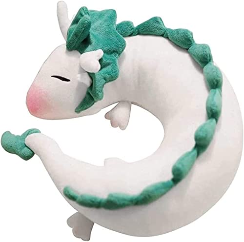 LUCKSTAR Dragon Neck Pillow Anime Cute U-shaped Pillow – Soft Small White Dragon Cartoon Anime Neck Pillow Plush Toy (White)