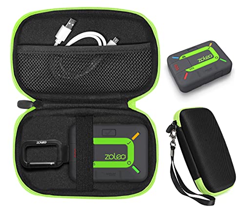 CaseSack case for ZOLEO Satellite Communicator, Black with Green Zip to Match ZOLEO, mesh Accessory Pocket, Large Handy case for More Accessories