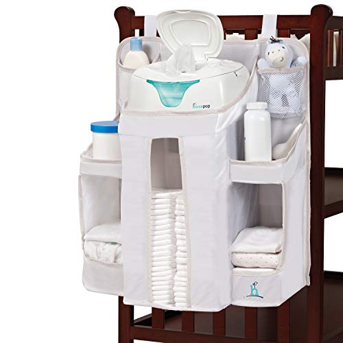 hiccapop Hanging Diaper Organizer for Changing Table and Crib, Diaper Stacker and Crib Organizer | Hanging Diaper Caddy Organizer for Baby Essentials | Nursery Organizer for Cribs