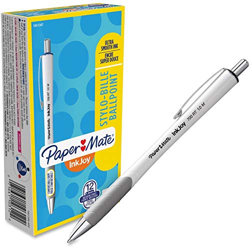 Paper Mate 1951347 InkJoy 700 RT Retractable Ballpoint Pen, 1mm, Black Ink, White Barrel, Dozen