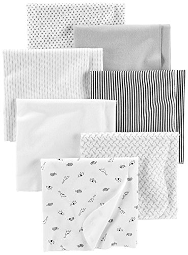 Simple Joys by Carter’s Unisex Babies’ Flannel Receiving Blankets, Pack of 7, Grey/White/Black, One Size