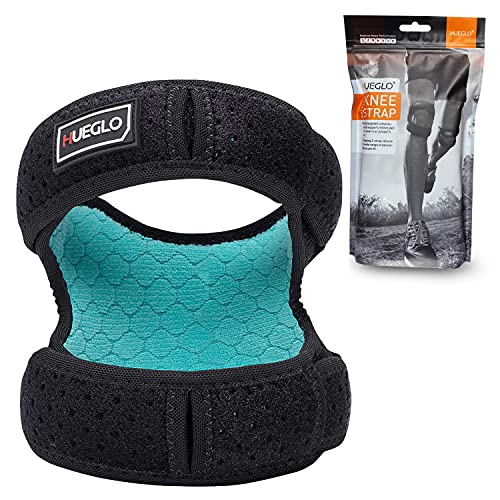 HUEGLO Dual Patella Knee Strap for Knee Pain Relief,Adjustable Neoprene Knee Brace Support for Running, Arthritis, Jumper, Tennis,Injury Recovery,Protection,Black(1 Piece),12” – 17”