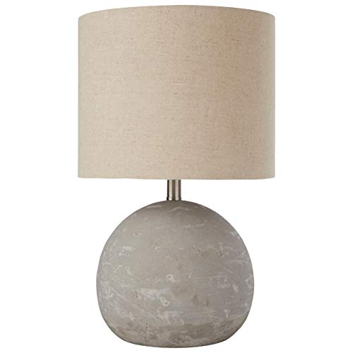 Amazon Brand – Stone & Beam Industrial Round Concrete Table Desk Lamp with Light Bulb and Beige Shade, 16″H