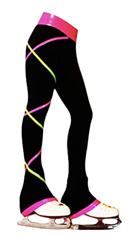 Ice Fire Figure Skating Criss Cross Pants – Pink/Lime (Adult XSmall)