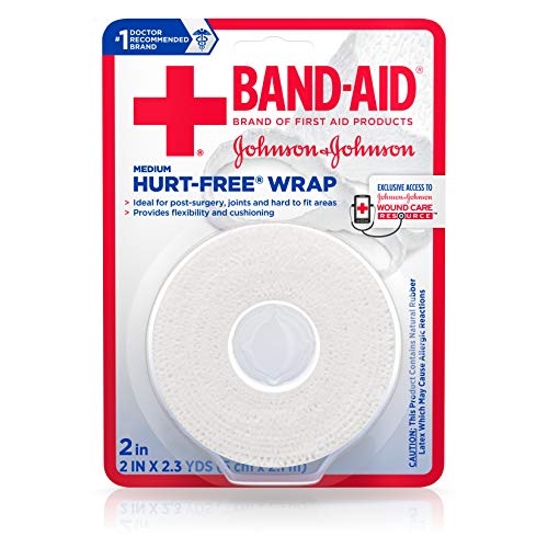 Band-Aid Brand of First Aid Products Hurt-Free Self-Adherent Wound Wrap for Securing Dressings On Post-Surgical Wounds, Joints, or Other Hard-To-Fit Areas, 2 In by 2.3 yd (Pack of 2)