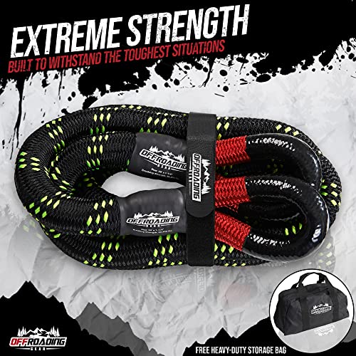Offroading Gear 4×4 20’x7/8″ Kinetic Recovery Rope & Tow Rope Kit| Black (28,600 lbs) | Elastic Snatch Strap | Heavy-Duty Loops | Truck |ATV| UTV| Jeep| Car| SUV| Etc. | The Storepaperoomates Retail Market - Fast Affordable Shopping