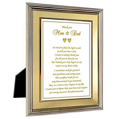 Thank You Card for Parents – Gift for Your Wedding, Graduation in 5×7 Inch Gold Frame