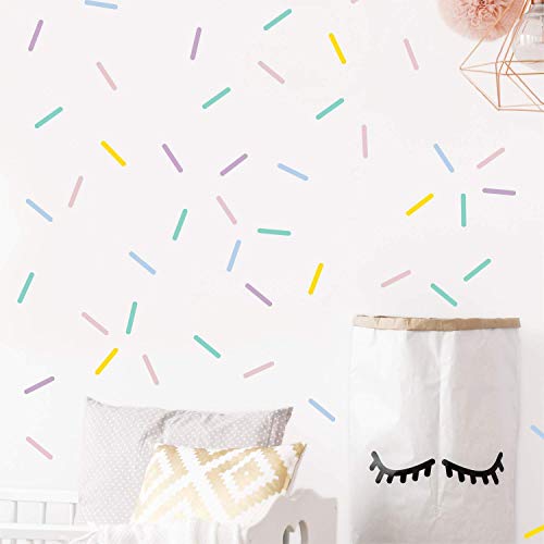 Pastel Sprinkles Confetti Wall Decals, Mini Bar Stickers for Kids Room Decoration – 100 elements