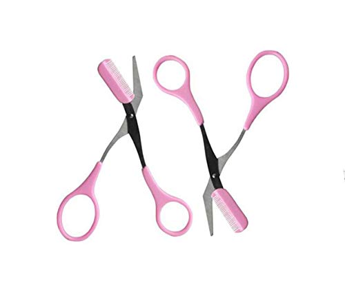 2PCS Eyebrow Trimmer Scissors With Comb Lady Woman Men Hair Removal Grooming Shaping