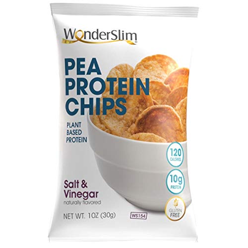 WonderSlim Pea Protein Snack Chips, Salt & Vinegar 10ct Value Pack – 120 Calories, 10g Protein, Gluten Free