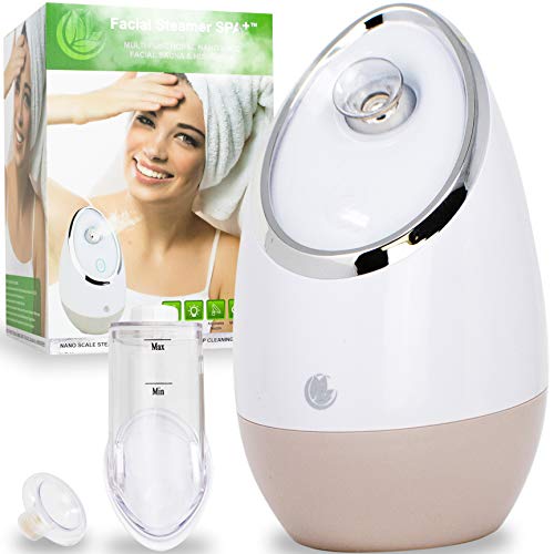Facial Steamer SPA+ by Microderm GLO – Best Professional Nano Ionic Warm Mist, Home Face Sauna, Portable Humidifier Machine, Deep Clean & Tighten Skin, Daily Hydration for Maximum Serum Absorption
