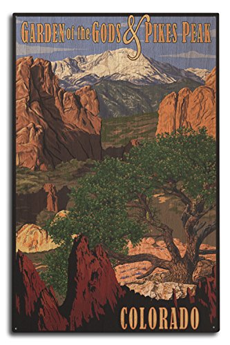 Pikes Peak from Garden of the Gods, Colorado Birch Wood Wall Sign (10×15 Rustic Home Decor, Ready to Hang Art)