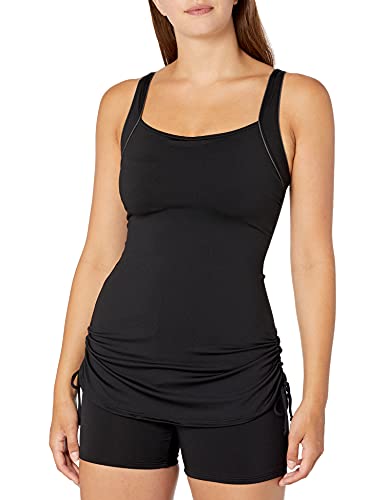 TYR Women’s Solid Square Neck Sheath Swimming One Piece, Black, Size 6