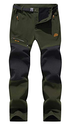 BenBoy Men’s Snow Ski Outdoor Waterproof Windproof Fleece Cargo Hiking Pants,AN-SF1602M-Army Green-S