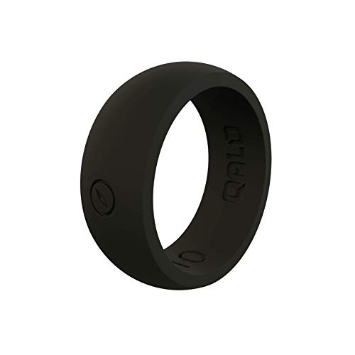 QALO Men’s Classic Rubber Silicone Ring, Rubber Wedding Band, Breathable, Durable Rubber Wedding Ring for Men, 8.5mm Wide 2.5mm Thick, Black, Size 10