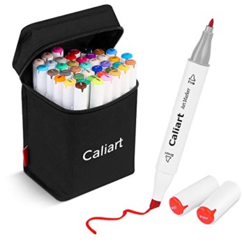 Caliart 41 Colors Dual Tip Art Markers Permanent Alcohol Based Markers Colored Artist Drawing Marker Pens Highlighters With Case for Coloring Animation Illustration Painting Card Making Underlining | The Storepaperoomates Retail Market - Fast Affordable Shopping