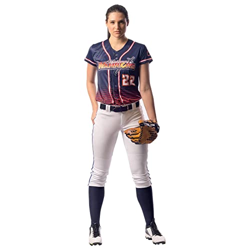 CHAMPRO womens Low-rise Youth Softball With Tournament Traditional Low Rise Pant w Braid, White, Scarlet Pipe, Small US
