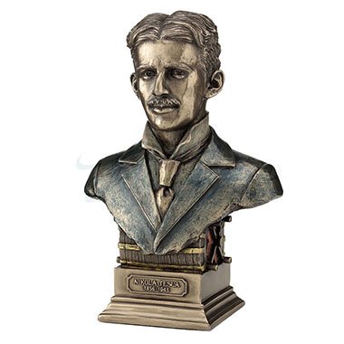 Unicorn Studios WU76914A4 Nikola Tesla Statue on Induction Motor Plinth – Bronze