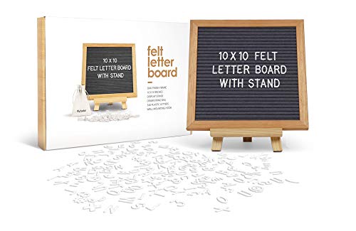 flybold Felt Letter Board – Baby Announcement Sign Board – Message board with 340 Letters Numbers Sign Adjustable Tripod Stand – Announcement Board for Birth – Small Word Grey 10×10 inch