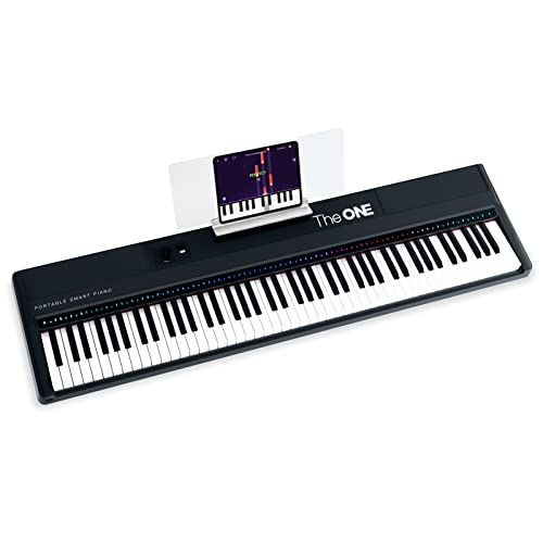 The ONE Portable Digital Piano, 88 Keys Piano Keyboard with Hammer Action Keys for Beginner/Professional, Full Size Weighted Keyboard with Music Stand, Teaching LED Lights & Piano App