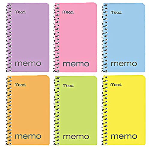 Mead Small Notebook, 12 Pack of Small Spiral Notebook, 3×5 ” College Ruled Memo Book Wirebound 60 Sheets, Pastel Colors of Mini pocket memo pad in Bulk pack