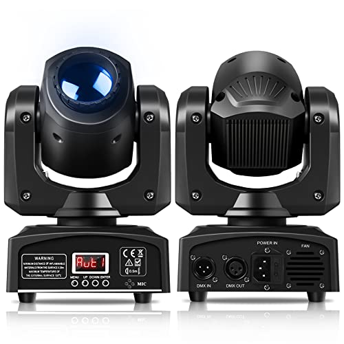 U`King LED Moving Head Light 25W DJ Lights Stage Lighting with 8 GOBO 8 Color by DMX-512 and Sound Activtaed Control Spotlight for Disco Parties Wedding Church Live Show KTV Club (Black-1 Piece)