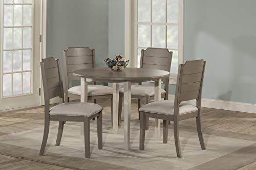 Hillsdale Furniture Round Drop Leaf Table 5 Piece Dining Set, Sea White