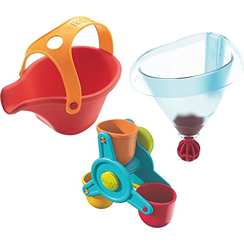 HABA Bathtub Ball Track Bathing Bliss Water Wonders – Waterwheel, Funnel and Watering Can for Endless Pouring Fun!