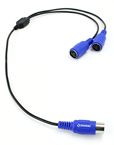 ZAWDIO MIDI Splitter, 5-Pin DIN Y-Adapter Cable, Male to 2X Dual Female Extension