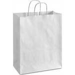 White Paper Gift Wrap Bags with Handles (Large 10 x 5 x 13 inches, White)