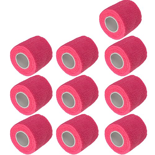 ESUPPORT 2 Inches X 5 Yards Self Adherent Cohesive Wrap Bandages Strong Elastic First Aid Tape for Wrist Ankle Pink Pack of 10