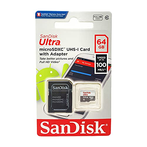 SanDisk SDSQUNC064GAULM Ultra 64GB microSDXC UHS-I Card with Adapter (Pack of 2)