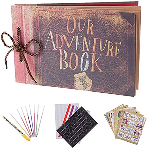 RECUTMS Our Adventure Book Scrapbook Pixar Up Handmade DIY Family Scrapbook Photo Album Expandable 11.6×7.5 Inches 80 Pages with Photo Album Storage Box DIY Accessories Kit