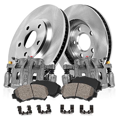 Callahan Front Calipers and Brake Disc Rotors + Ceramic Brake Pads + Hardware Kit For 1999 – 2004 Ford Excursion F-250 F-350 Super Duty 4WD