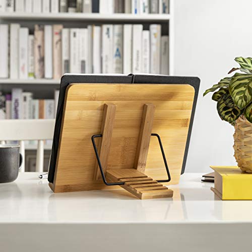 Bamboo Book Stand,wishacc Adjustable Book Holder Tray and Page Paper Clips-Cookbook Reading Desk Portable Sturdy Lightweight Bookstand-Textbooks Books | The Storepaperoomates Retail Market - Fast Affordable Shopping