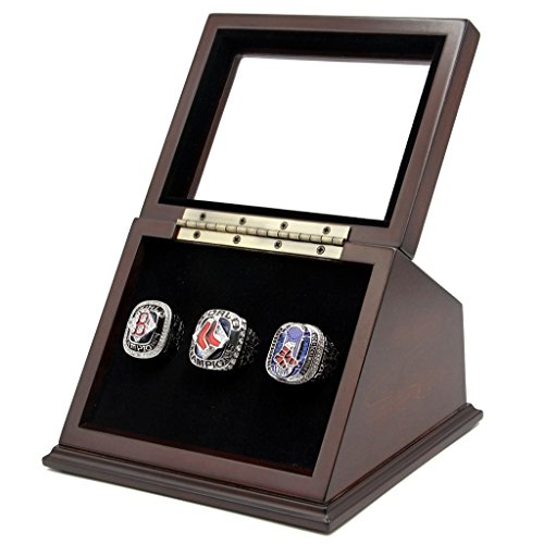 Trophies Collectible Championship Rings Display Case Box with 3 Holes and Slanted Glass Window for Any Championship Rings -Rings are Not Included