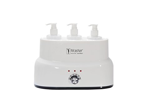 Master Massage Three Bottles Oil, Lotion, Cream Warmer Heater Salon Spa Body Therapy, White